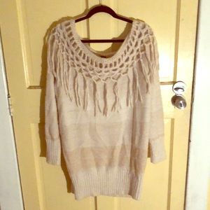 Free People off the shoulder Fringe Sweater